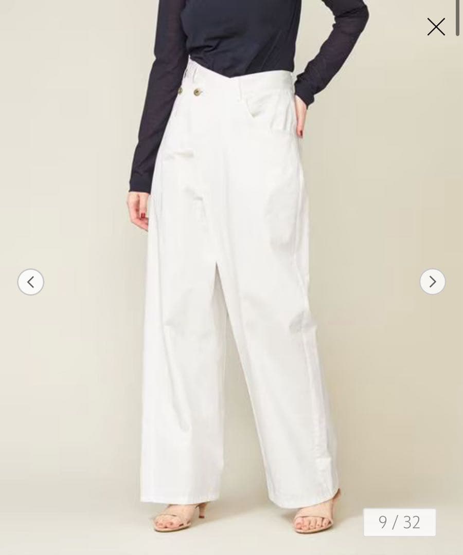 ＜conte＞ラップ チノ テーパードワイドパンツ　サイズ38 ／2回着用 conte＞ラップ チノ テーパードワイドパンツ