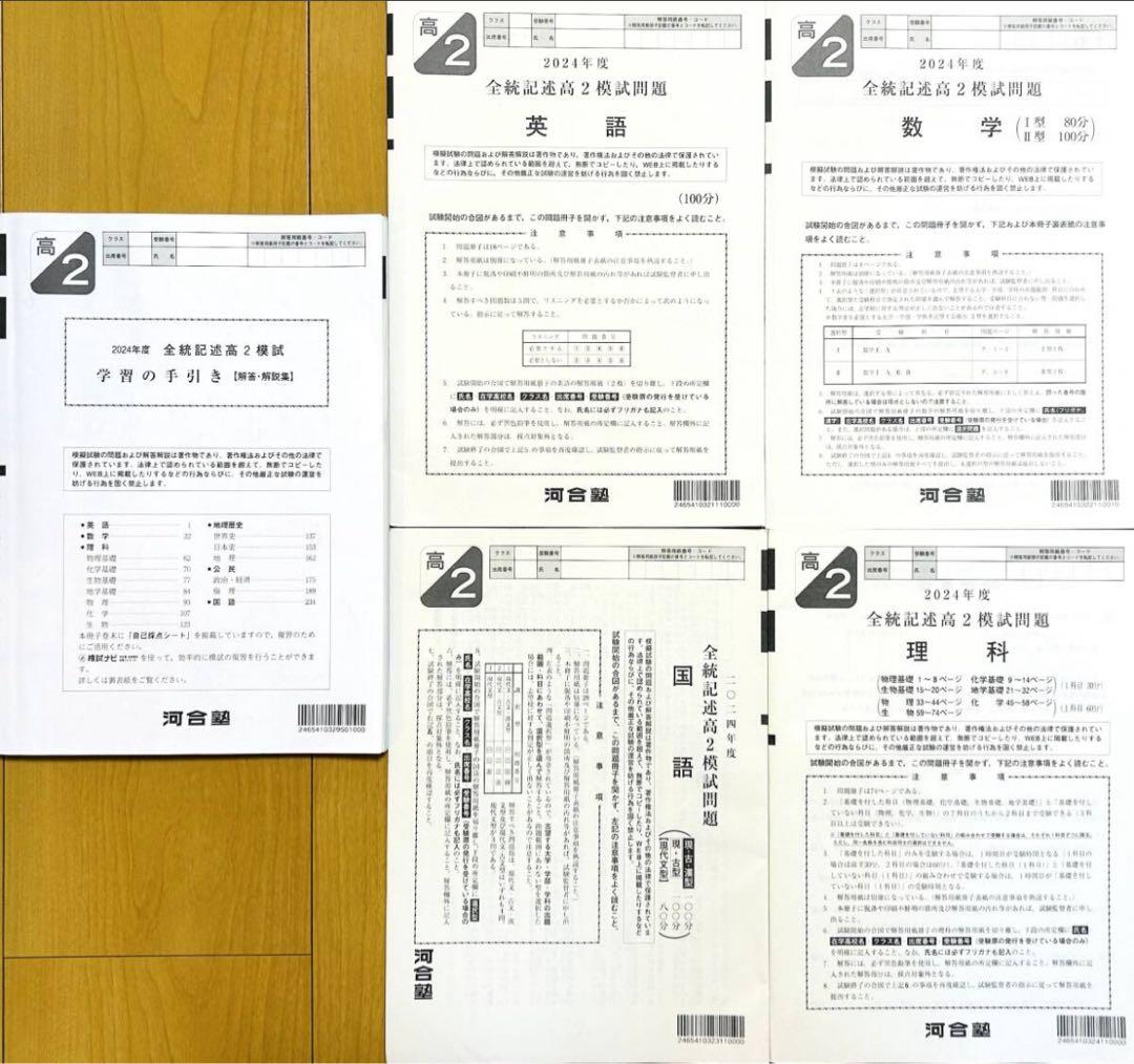 河合塾 2025年1月実施 2024年度 全統高2記述模試(解答解説付