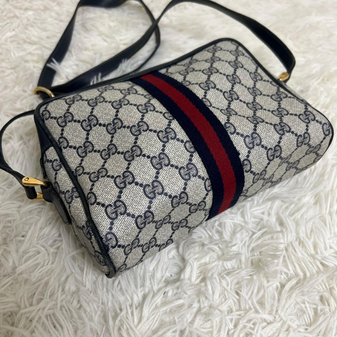 極美品 グッチ PVC ショルダーバッグ シェリーライン GG柄 ファスナー