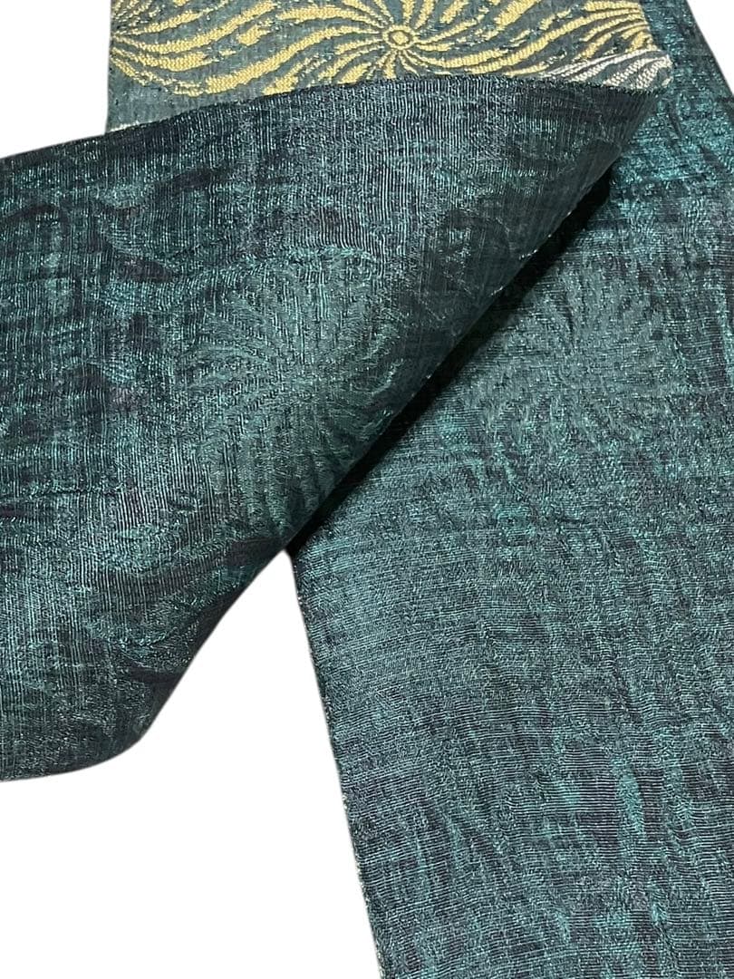 となみ織物 京小袋 半幅 正絹 櫛織花文 リバーシブル 証紙 未使用 イ