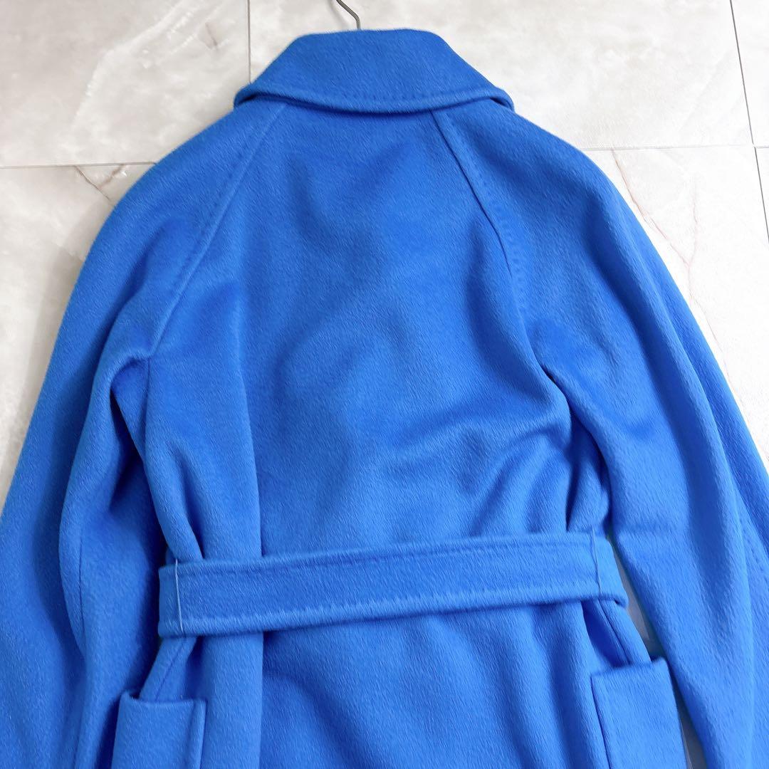 美品 マックスマーラ マニュエラ キャメル100 ブルー サイズ36 コート