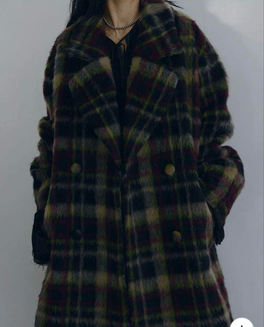 AMERI ADORABLE SHAGGY CHECK COATブラック S - メルカリ