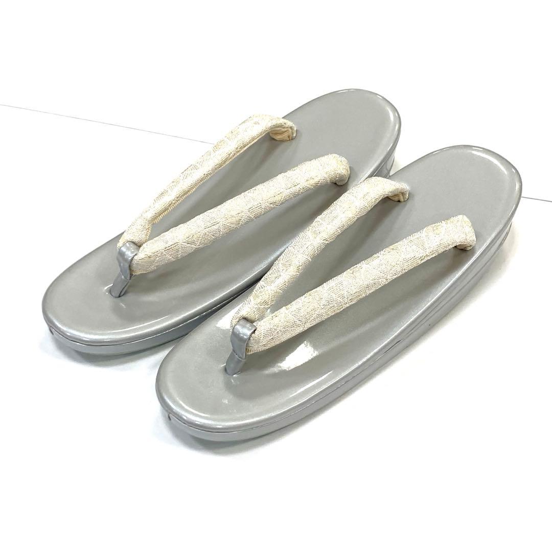 ☆新品未使用☆礼装用佐賀錦シルバー系草履バッグセット フリーサイズ