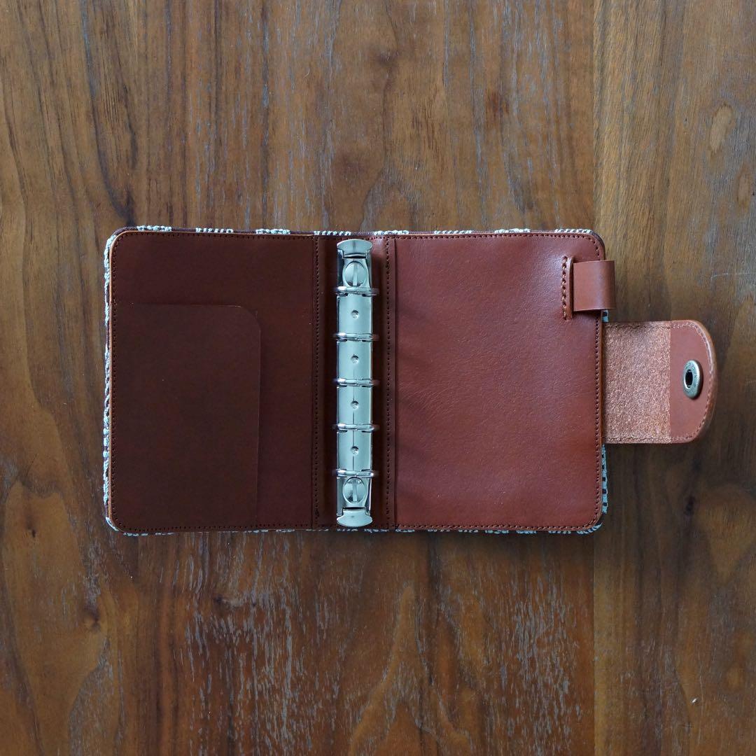 ミナペルホネン ポンピア ブラウン×ライトブルー ミニ5システム手帳