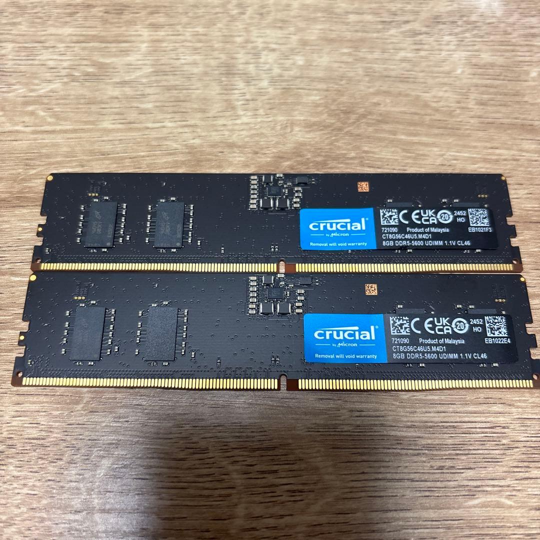 Crucial 16GB (8GB×2) DDR5-5600 動作確認済み Crucial 16GB Kit (8GBx2) DDR5-5600 SODIMM | CT2K8G56C46S5