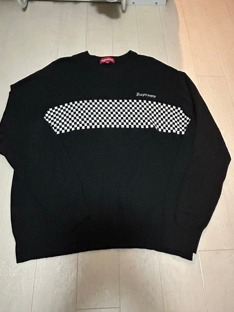 old supreme ニット　チェッカーフラッグ Supreme ブラック ニット セーター - メルカリ