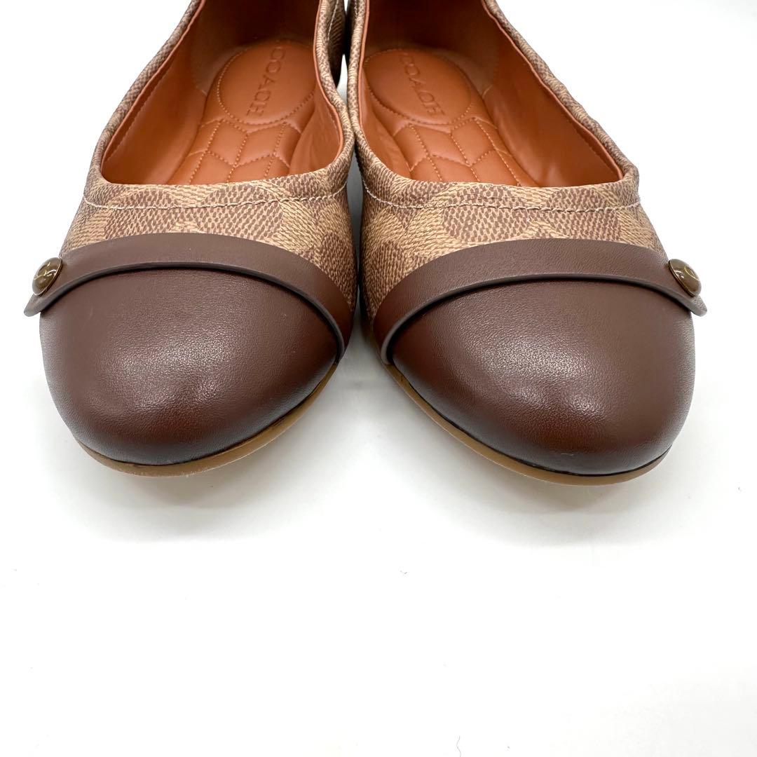 〈新品〉COACH コーチ【24.5cm】シグネチャー コンビ フラットシューズ
