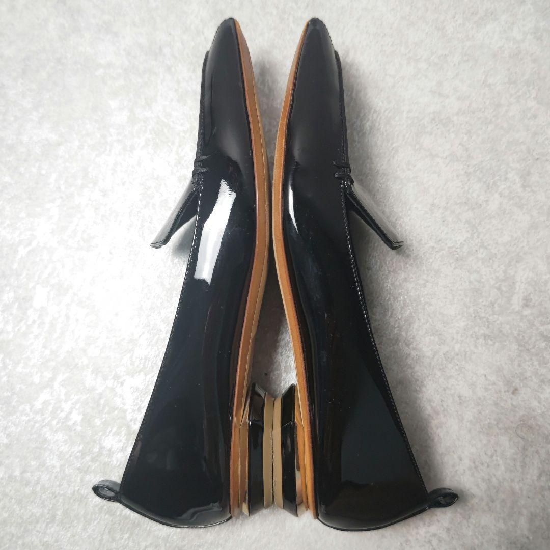 ニコラスカークウッド エナメル パンプス フラット 23.5cm ブラック