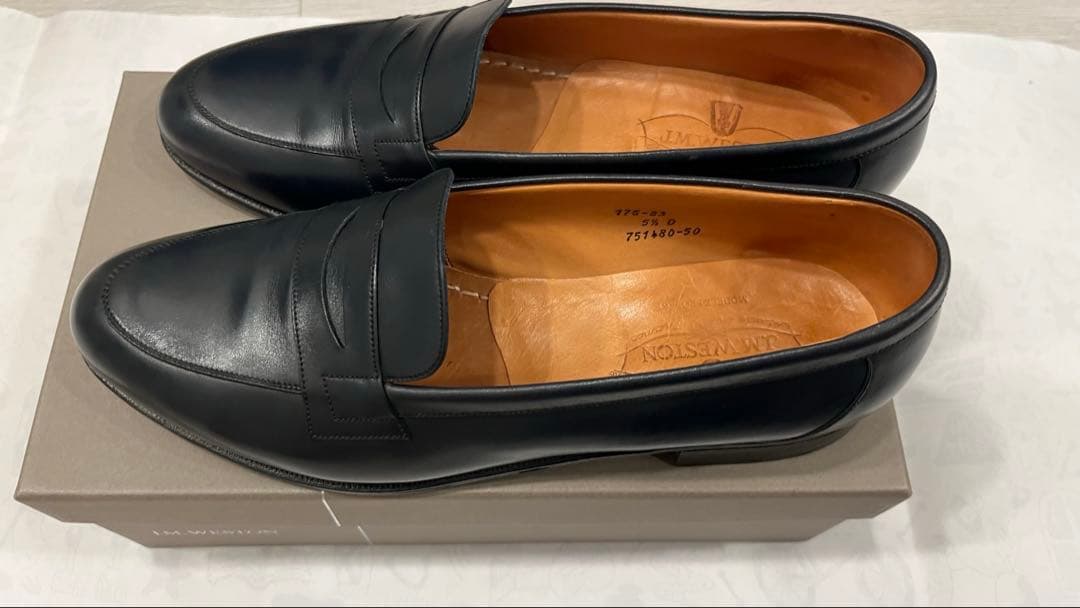 【美品】J.M.WESTON ローファー 5.5D ネイビー