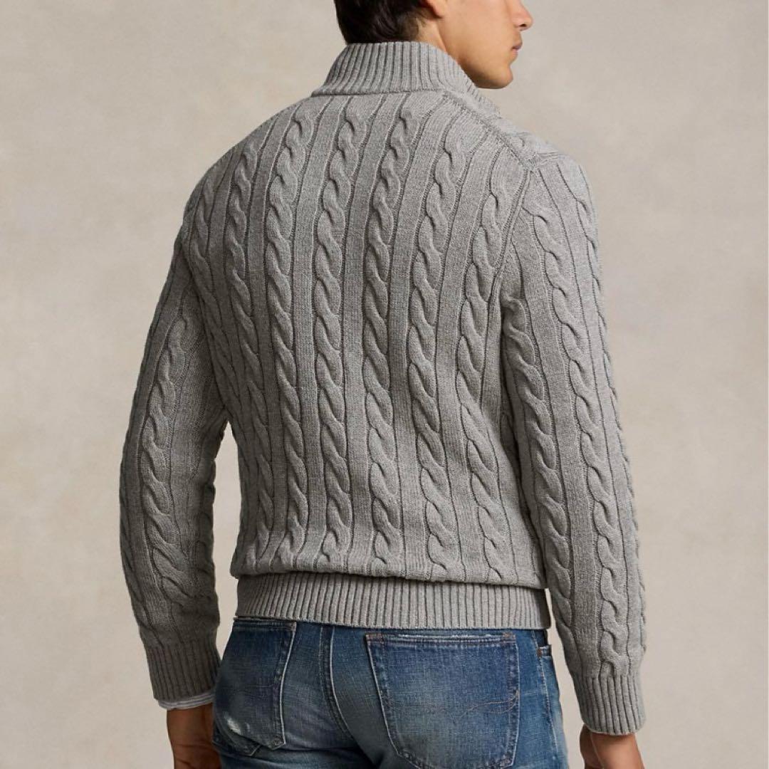 新品未使用 ポロラルフローレン ハーフジップ ケーブルニット グレー