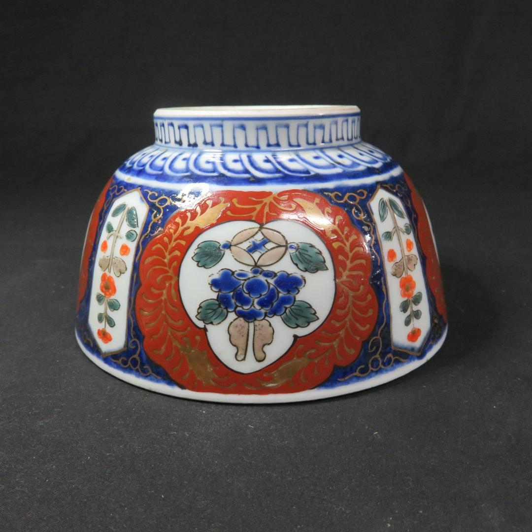 丼 鉢 色絵 金彩 最新 花文様 厚手 木箱 江戸 古伊万里