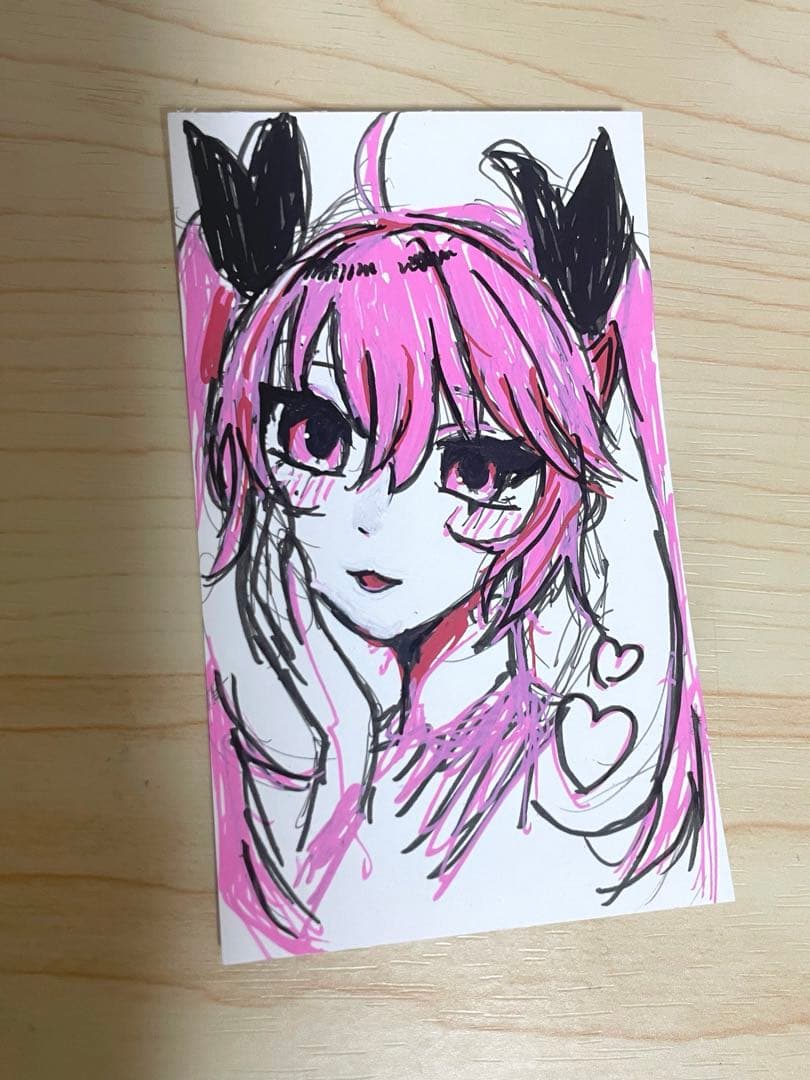 オリジナルイラスト 萌え絵 手描きイラスト チェキ風 3枚 - メルカリ