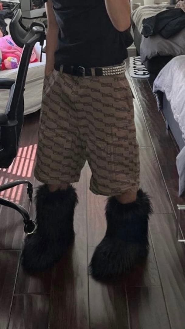 fake fur boots black opium archive y2k - メルカリ