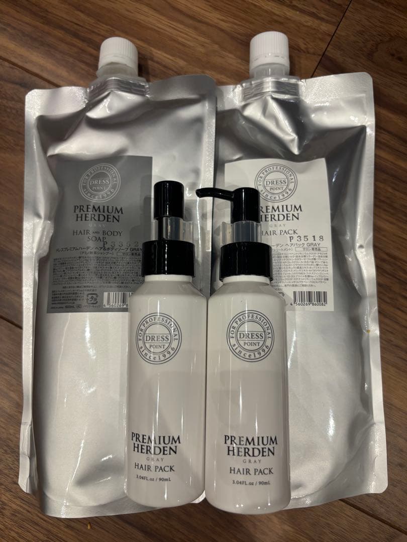 4点セット　ドレスポイント　プレミアムハーデン　グレー　シャンプー ドレスプレミアムハーデン グレー （Shiro風） ホワイトリリーの香り