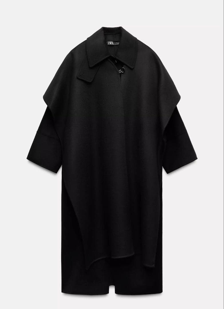 よつば♡ZARA ロングコート　ウールコート　黒 ZARA(ザラ) / MANTECO/ウールブレンドベルテッドロングコート/S/ウール