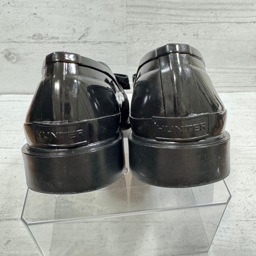 ハンター リボンペニーローファーレインシューズ 26.0cm　ブラック 黒