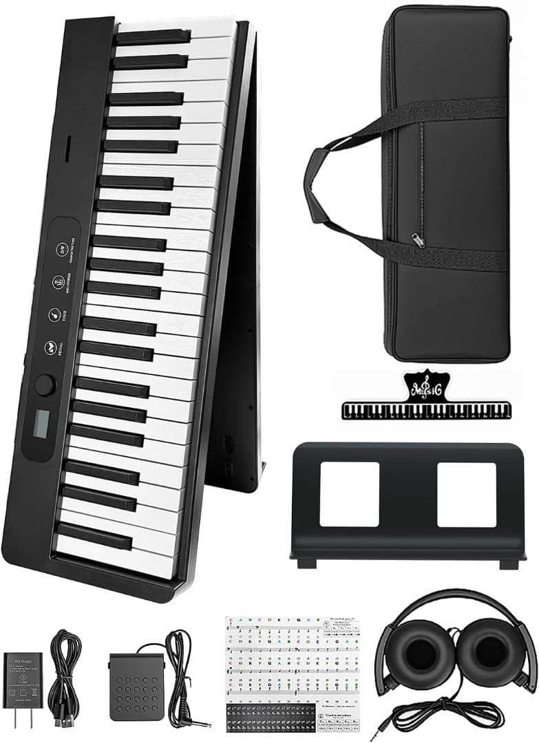 電子ピアノ 88鍵盤 折りたたみピアノ Amazon | Veetop 電子ピアノ 88鍵盤 【折り畳み式】 充電型 生ピアノと