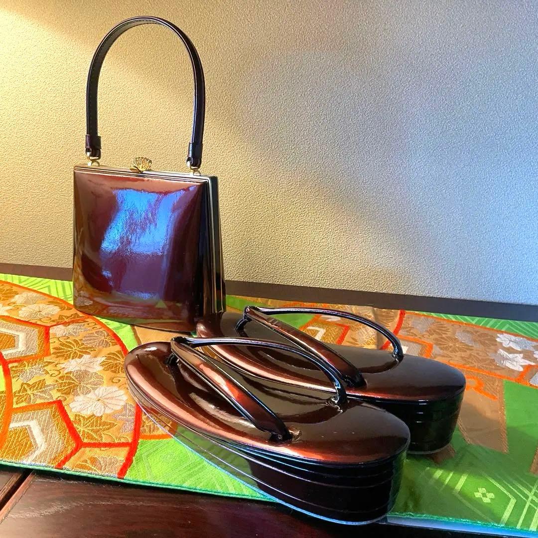 最高級　鳳苑のエナメル仕上げ　臙脂色が上品で美しい　草履バッグセット 楽天市場】草履バッグセット 振袖用 草履 バッグ 2点セット バイカラー