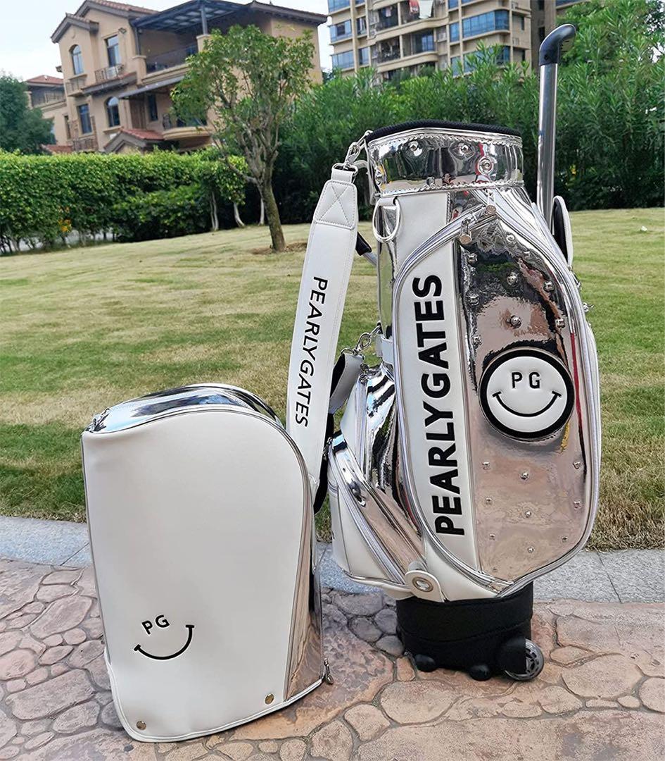 PEARLY GATES シルバー キャディバッグ ゴルフバッグ PEARLY GATES｜キャディバッグ <ギザ星柄> (46インンチ対応)(9型