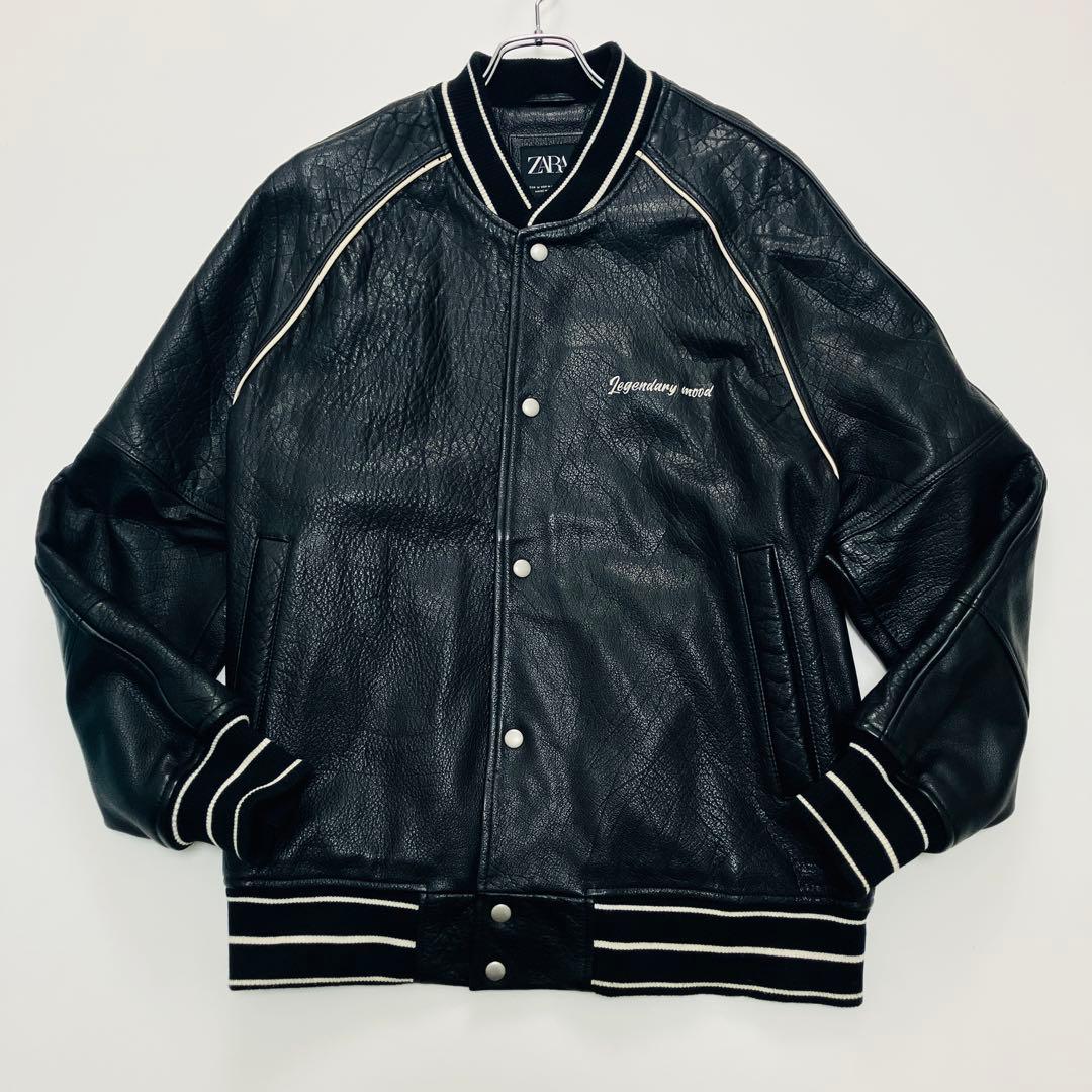 希少サイズ】 ザラ スタジャン ボンバージャケット オールレザー 水牛革 L