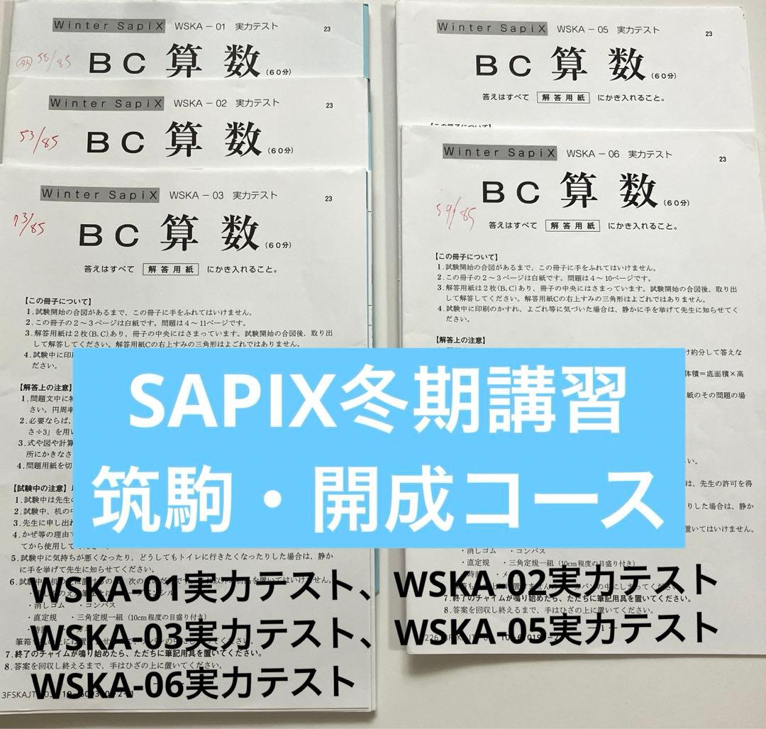 SAPIX6年冬期講習 開成コース【算数】WSKA実力テスト 原本 - メルカリ