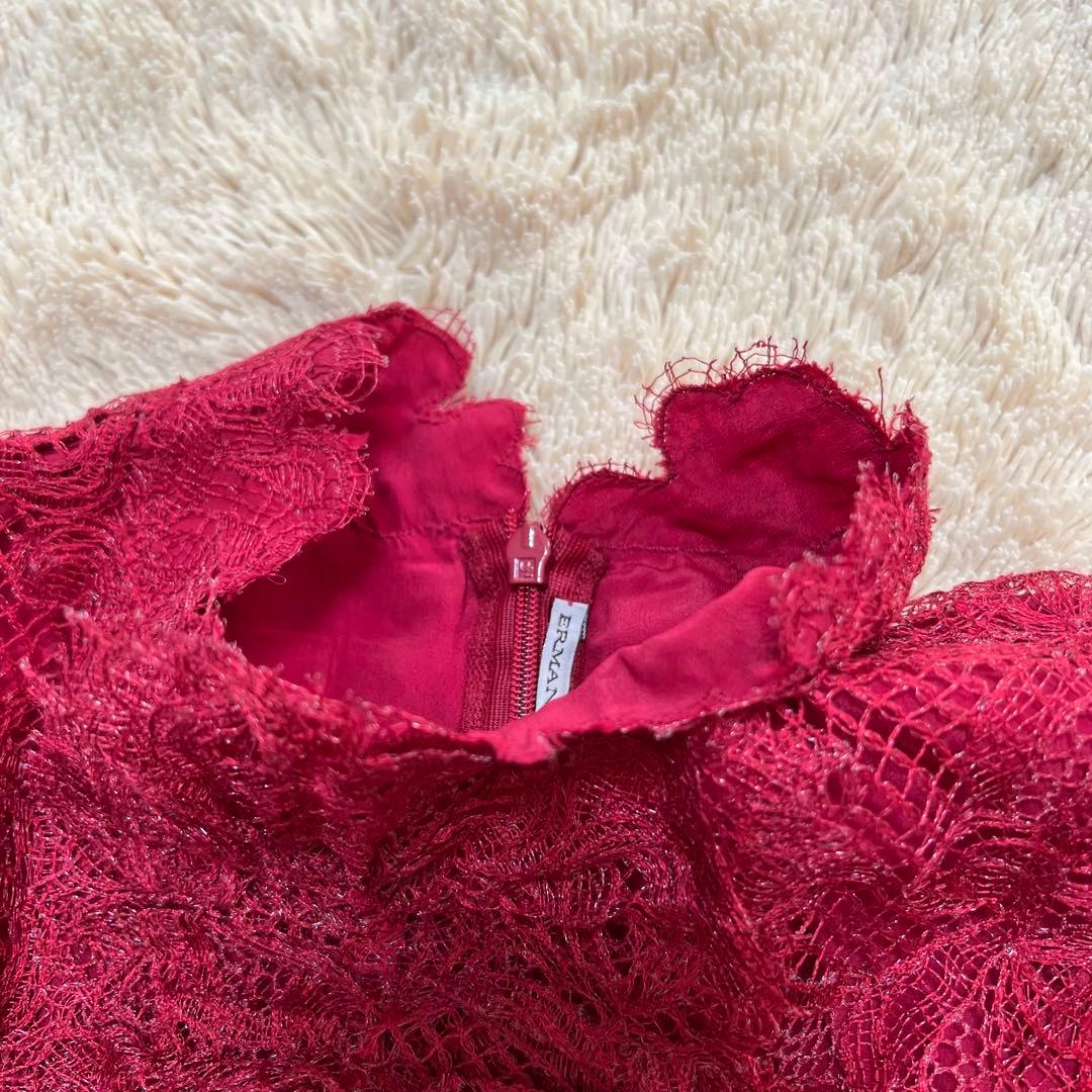 1950 エルマンノシェルビーノ 赤 レース シルクブレンド 高級感 《L》