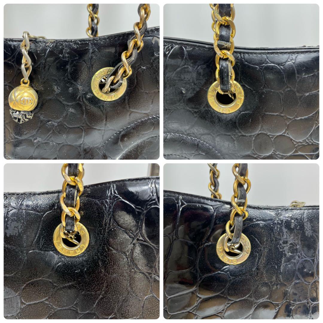 ✨ジャンク特価✨CHANEL チェーンバック エナメル クロコ型押し ココ