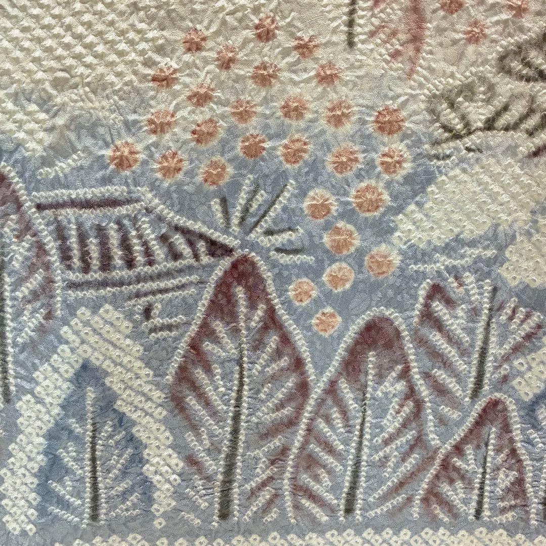 D208 藤娘きぬたや 本総絞り 訪問着 風景 流水 波 正絹 着物 袷 極美品