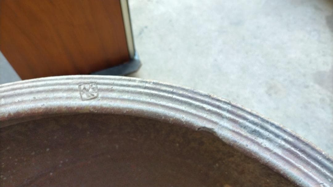 粘土製リブデザイン水鉢 ◆ 【 旧家土蔵品 】 ◆ 《 特大 壺 》 ◆