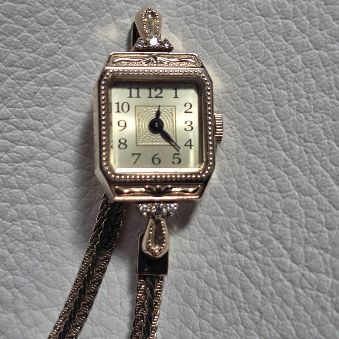 アガット agete クラシック k10 ダイヤモンドクオーツ時計 稼働品