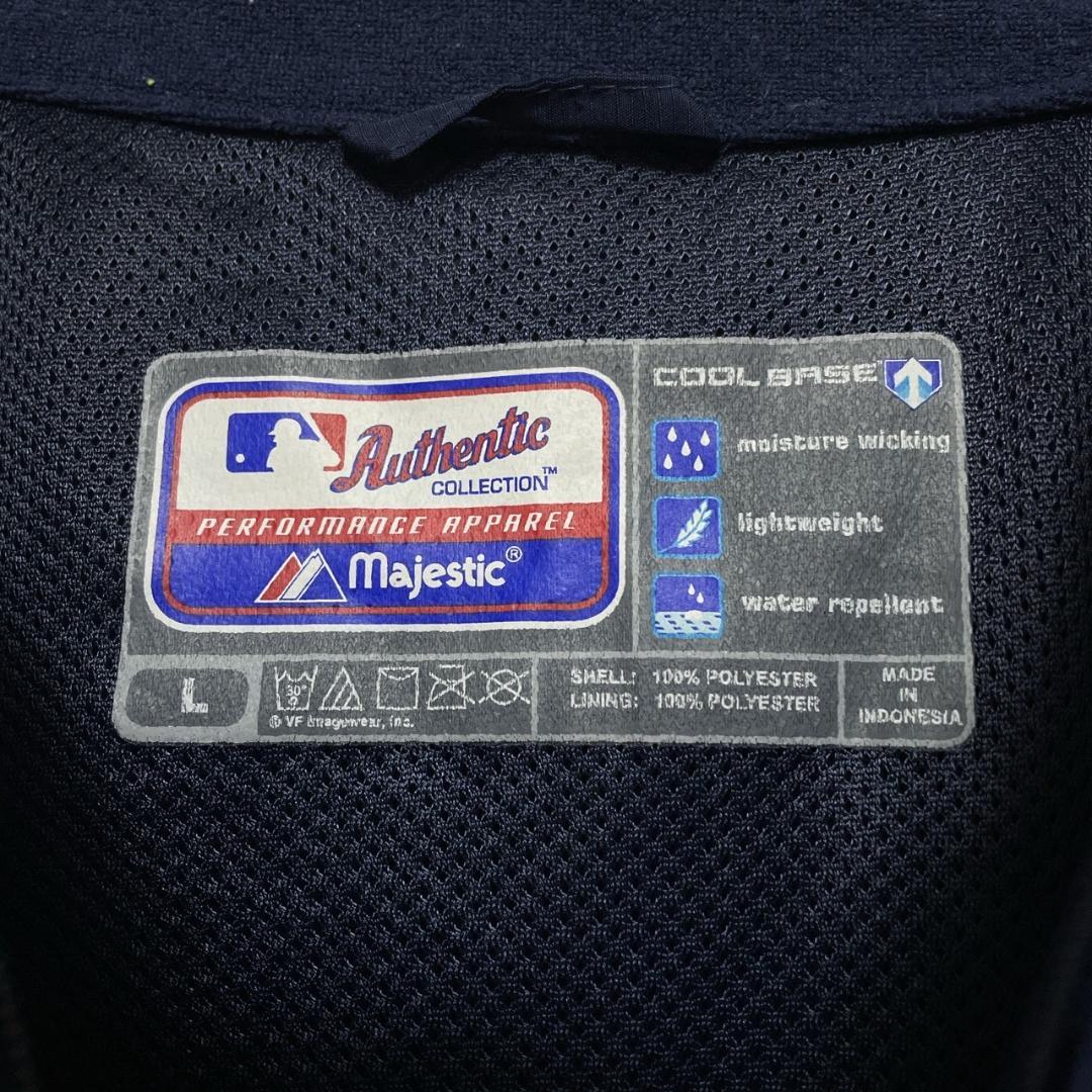 MLB マリナーズ Majestic ナイロンジャケット 刺繍ロゴ XL相当 紺