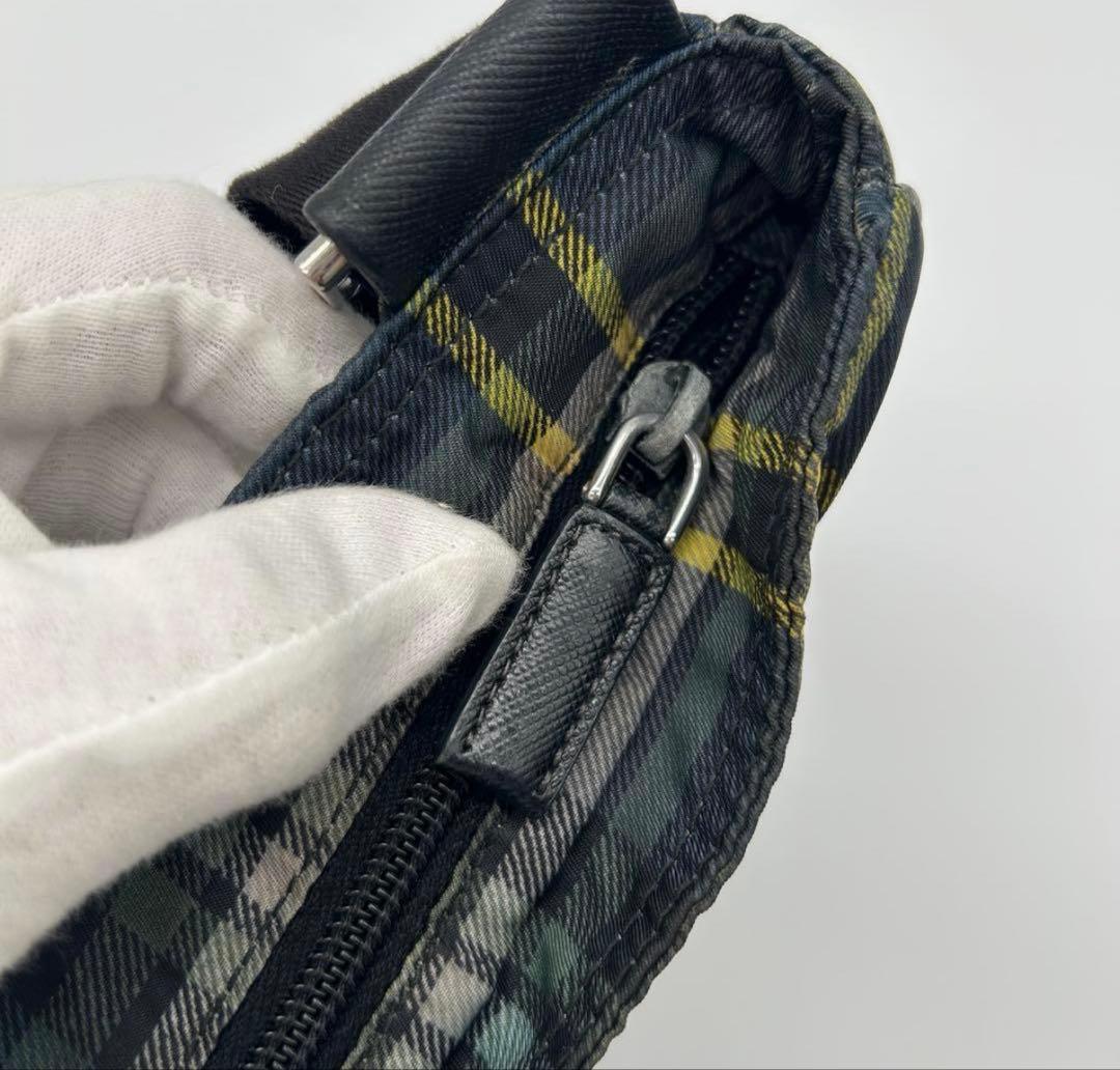 PRADA ショルダーバッグ タータンチェック ナイロン グリーン - メルカリ