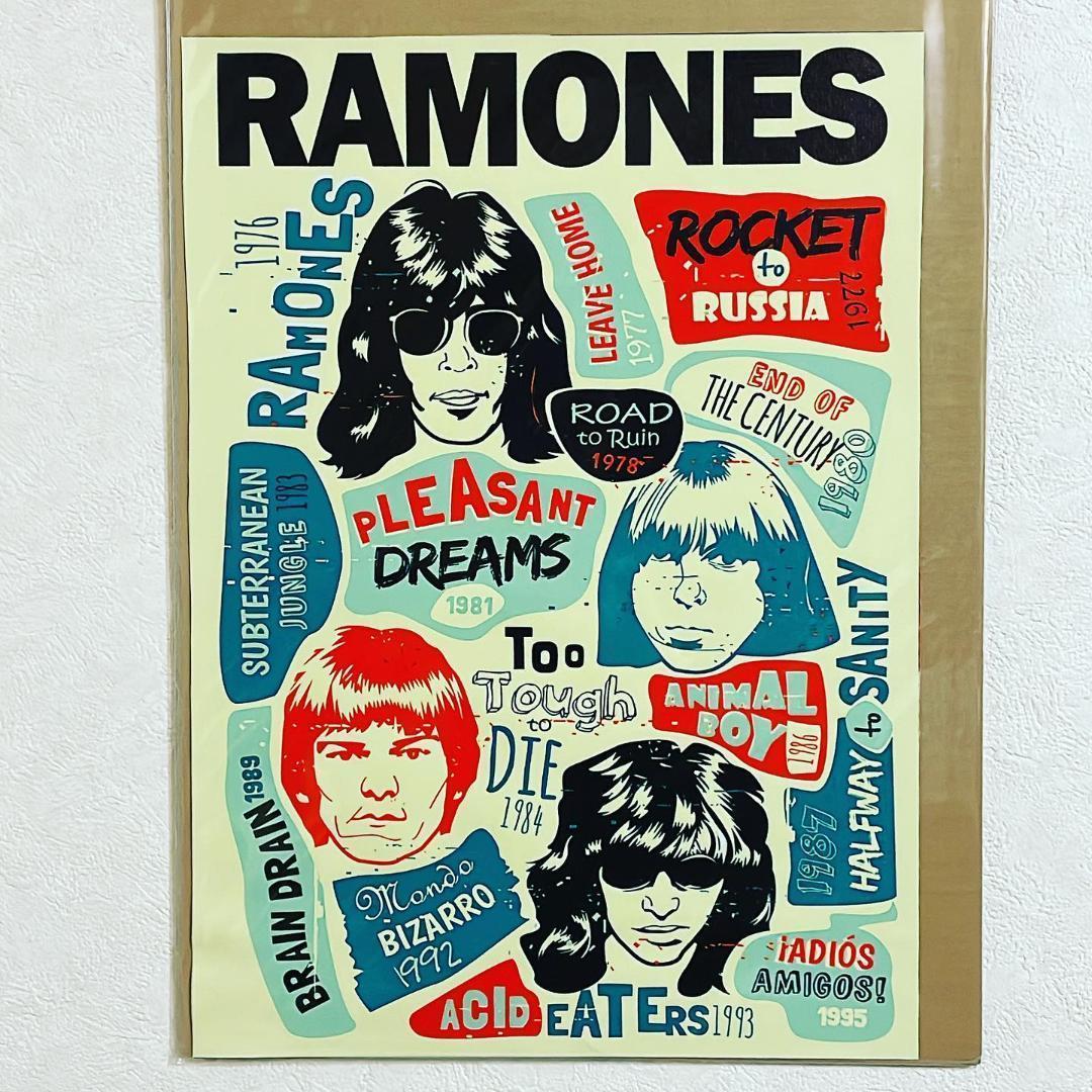布 ポスター「ラモーンズ RAMONES イラスト ディスコグラフィー パンク