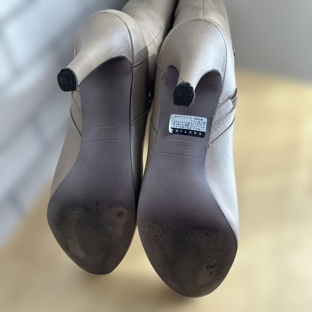 GUILD JACOMO ベージュ レザー ロングヒールブーツ　23.5cm