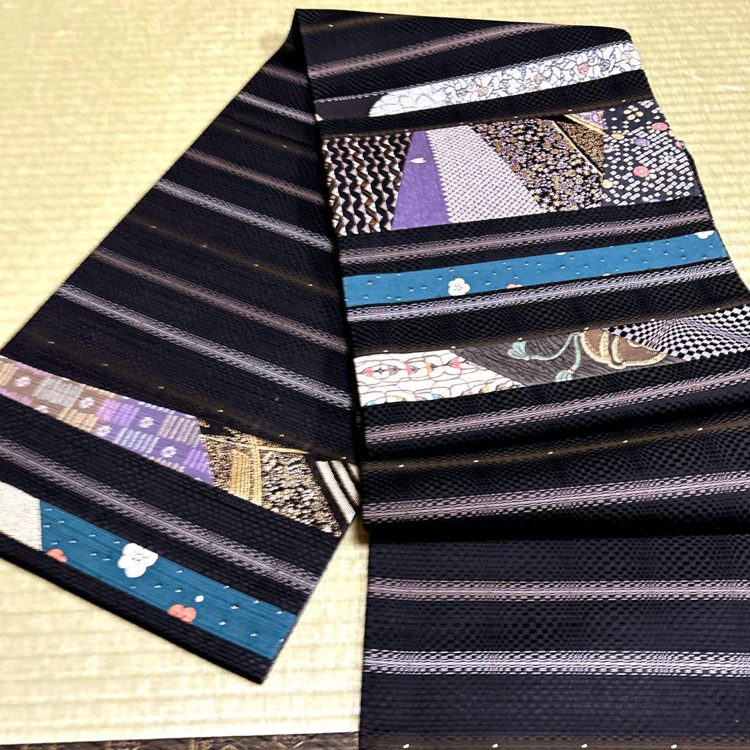 正絹　袋帯《縞　きりばめ》