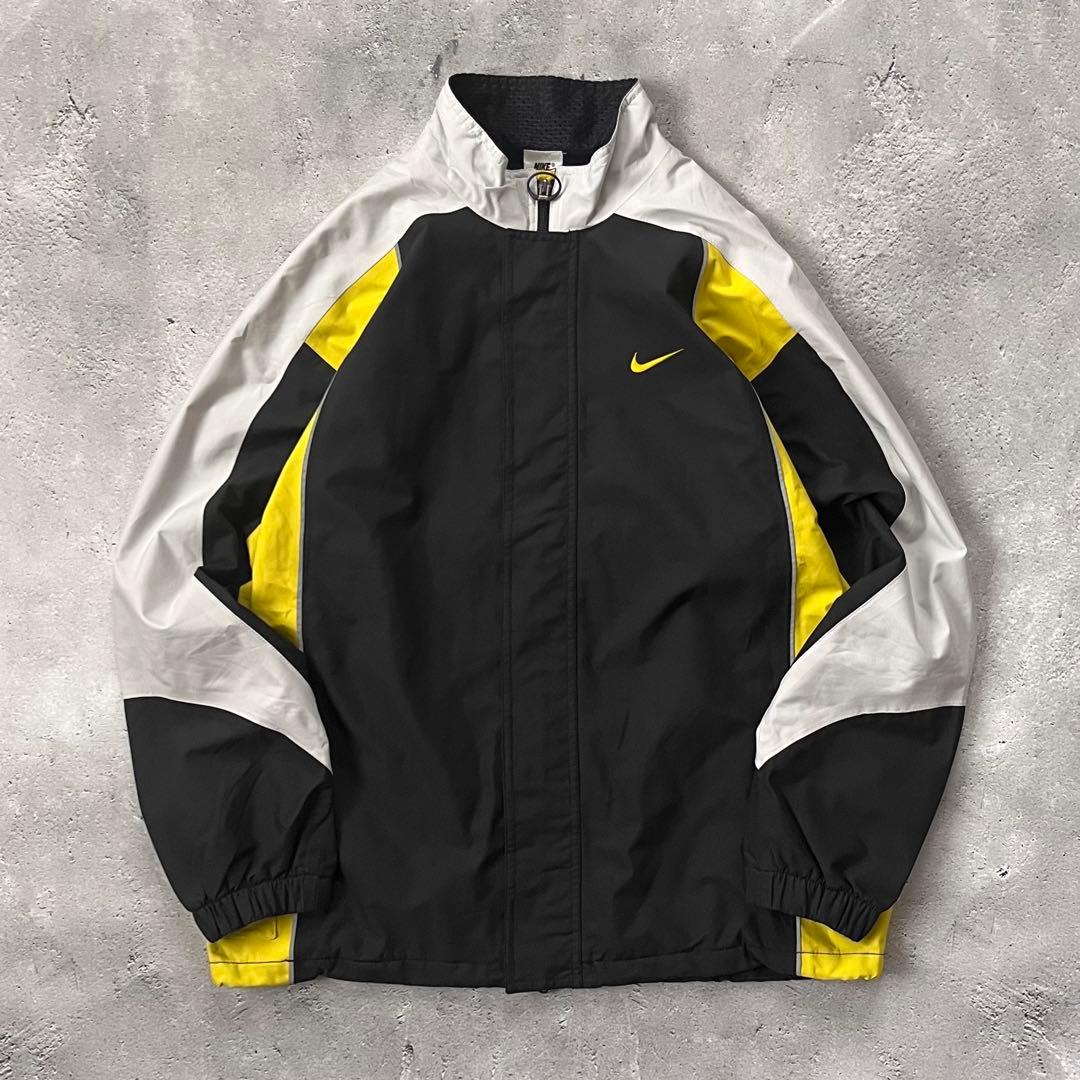 90s NIKE ナイロンジャケット 刺繍 ドローコード マルチカラー テック 90s NIKEナイキ ロゴ刺繍 マルチカラー 切り替え ナイロンジャケット