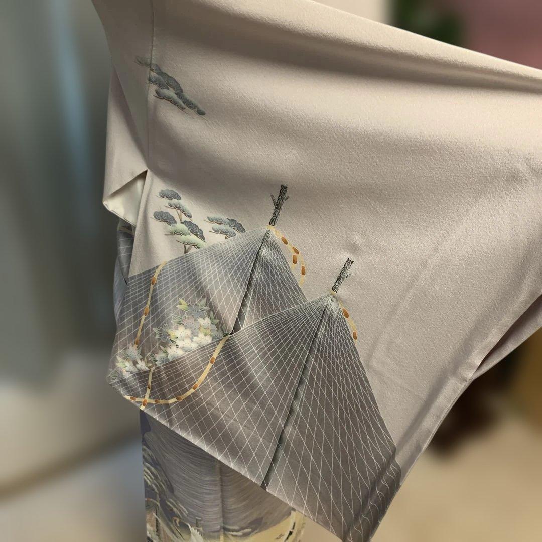 yamaguchi様極美品☆加賀友禅訪問着袷☆落款あり☆舞鶴☆グレー