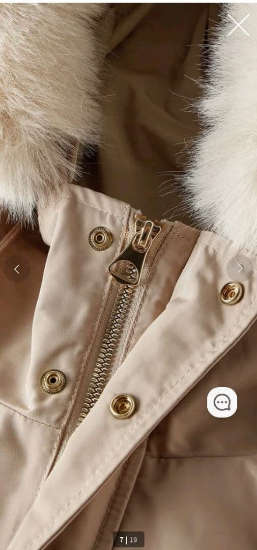 ドゥクラッセ 光沢グログラン・ファー使いモッズコート フード