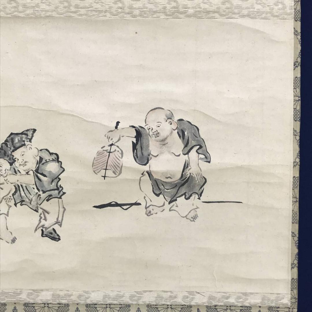 模写/狩野探幽/三福神図/人物図/布袋／恵比寿/掛軸☆宝船☆AH-629