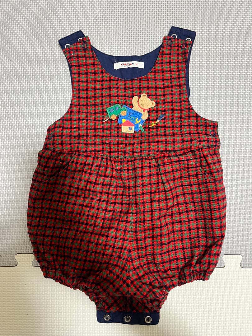 familiar チェック柄ロンパースセット - メルカリ