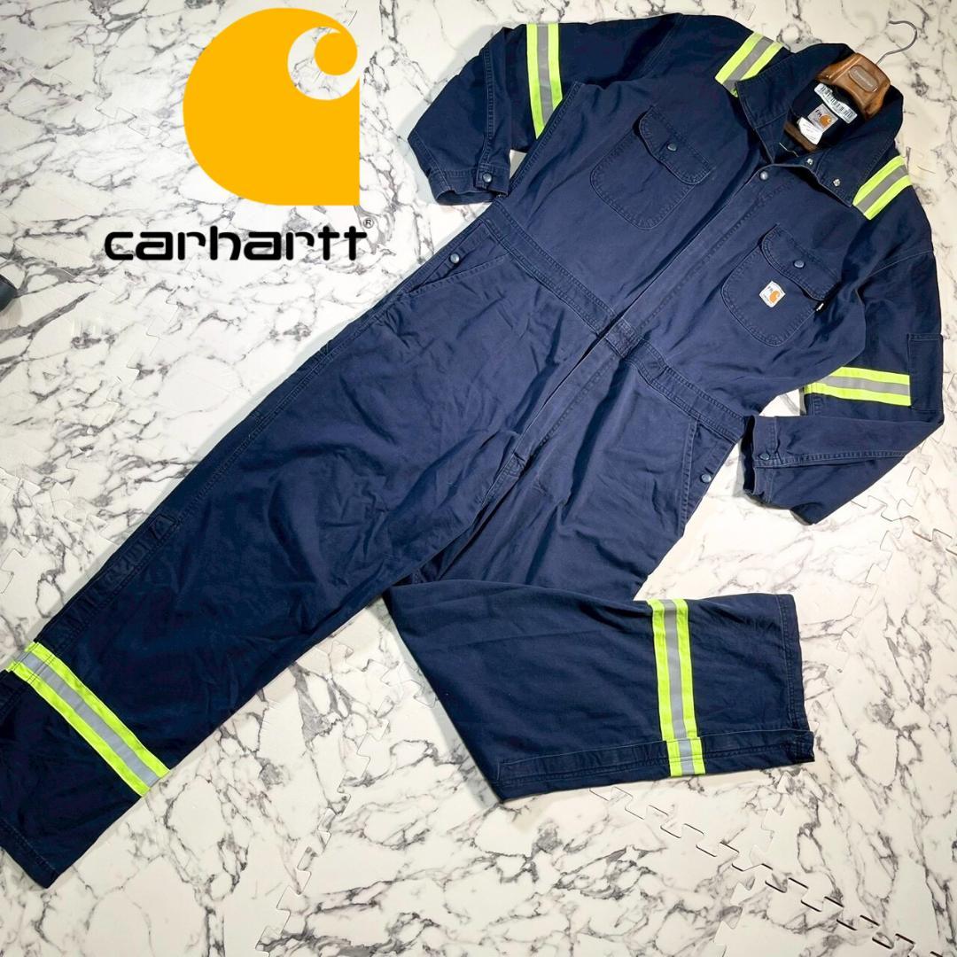 ✨10s✨(XL) カーハート リフレクター付き オールインワン つなぎ 紺 Yahoo!オークション - carhartt FR FLAME RESISTANT カーハート つなぎ
