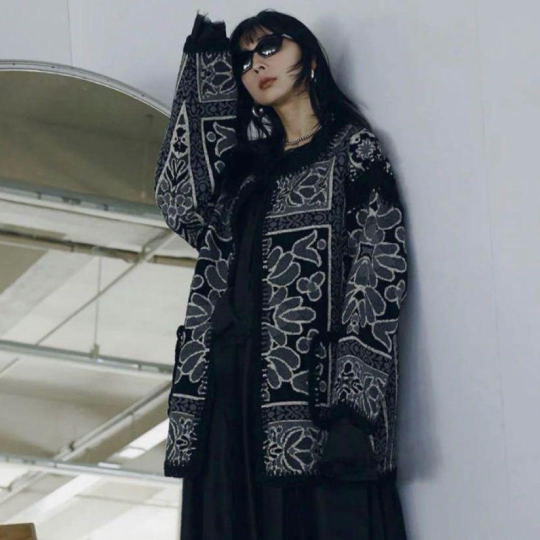 Ameri RUG PATTERN KNIT JACKET ブラック AMERI ジャケット RUG PATTERN KNIT JACKET｜商品番号：2200024598288