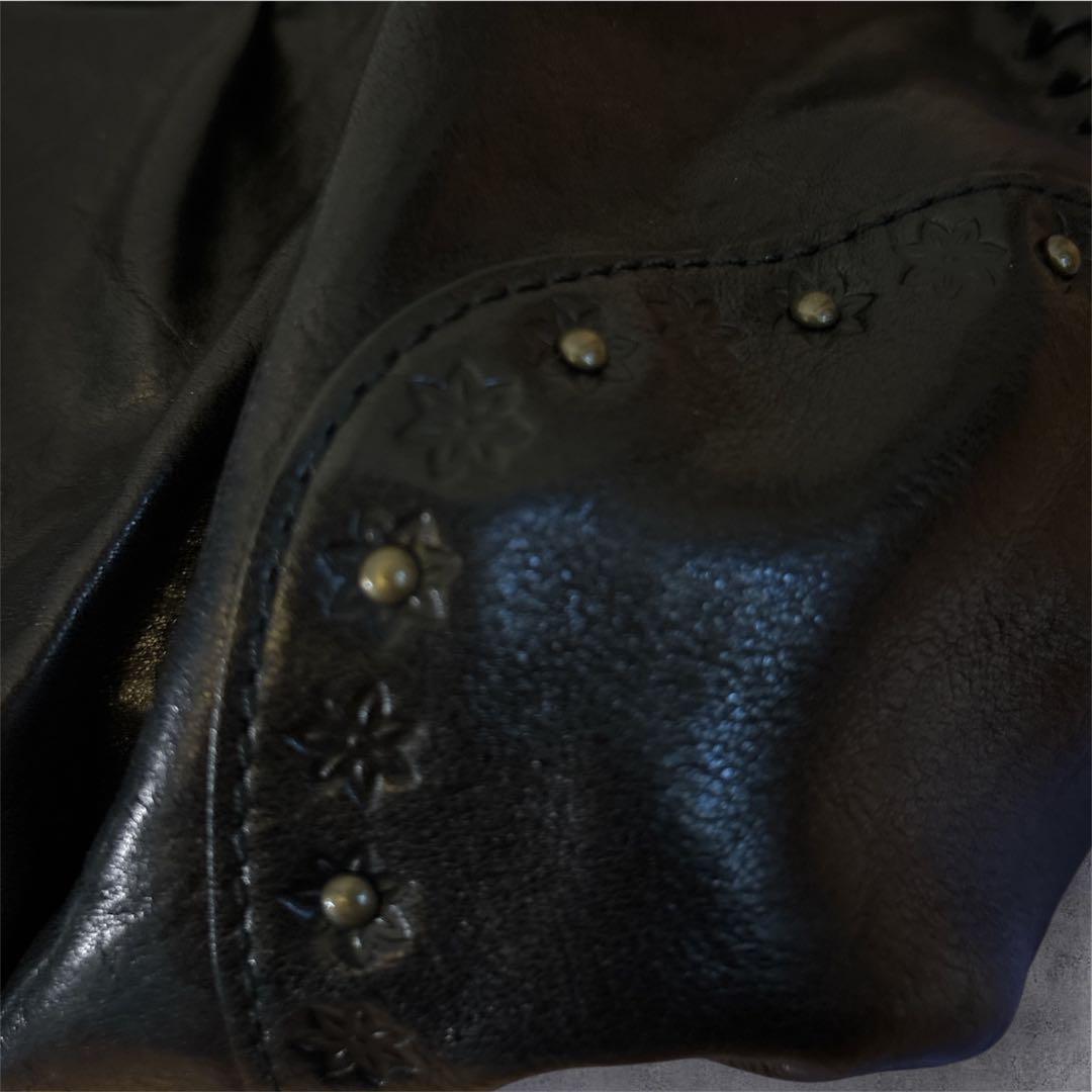 ANNA SUI アナスイ 本革レザー フリンジ スタッズ 蝶 ブラック y2k