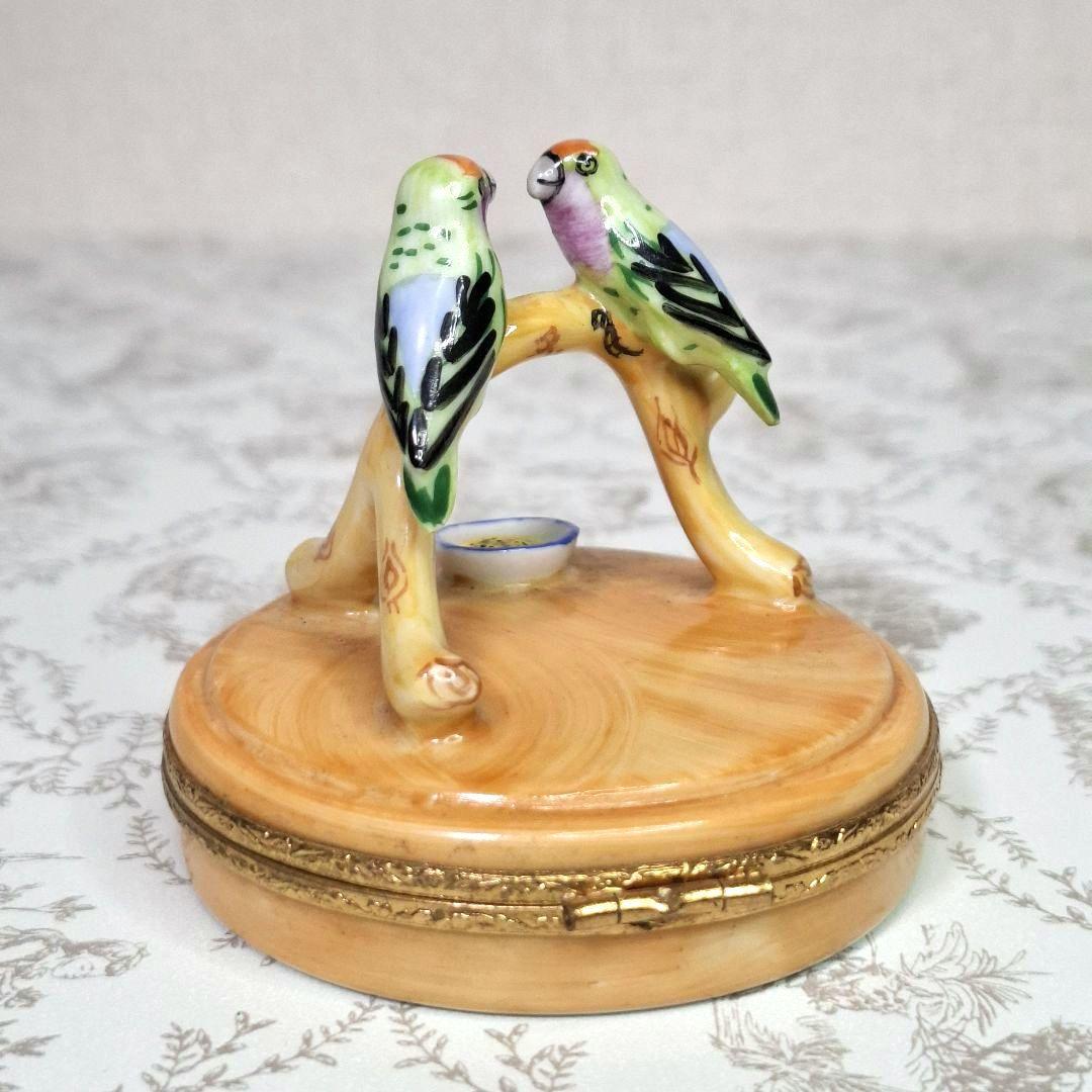 ★なかよし★ リモージュボックス インコ 鳥 夫婦 恋人