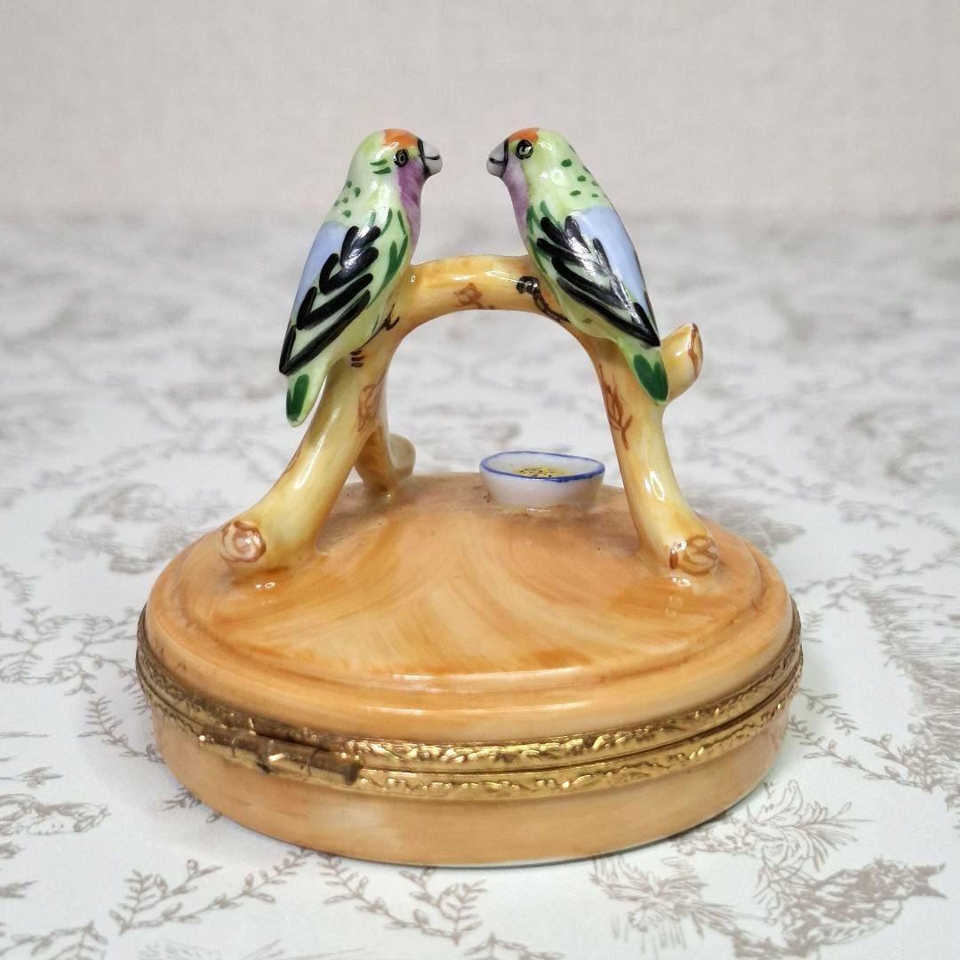 ★なかよし★ リモージュボックス インコ 鳥 夫婦 恋人