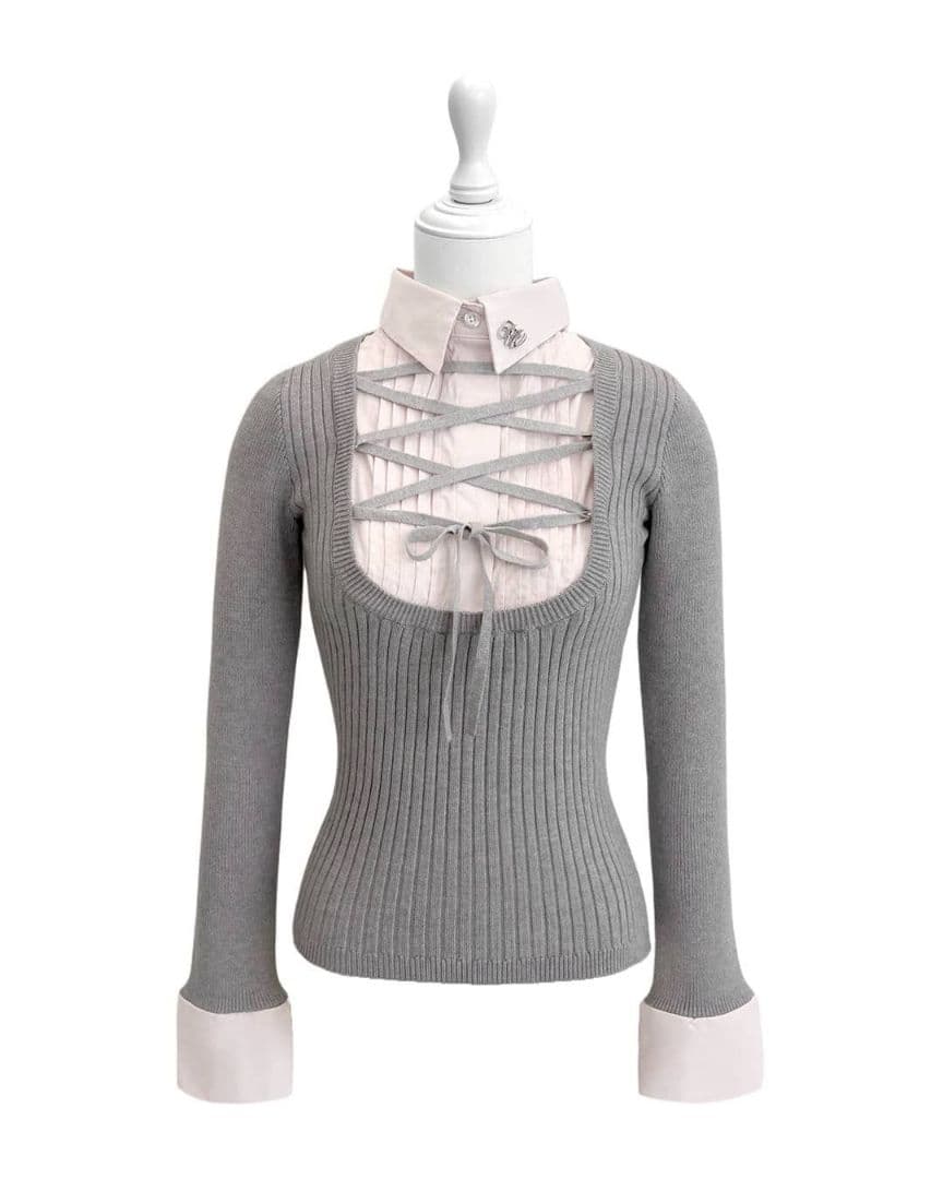 ミシェルマカロン ハニーミュウ レースアップドッキングトップス XS グレー