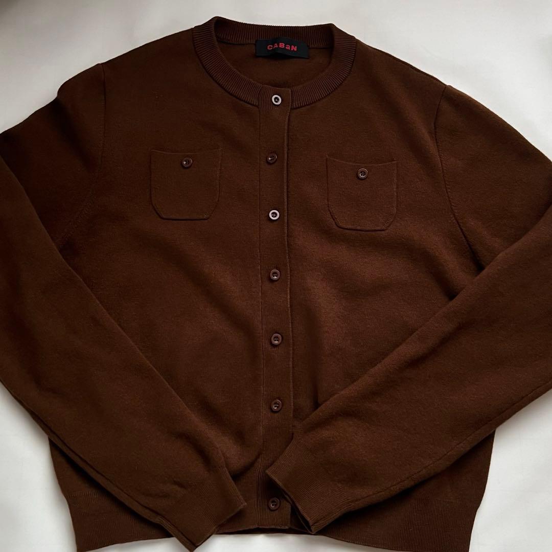 CABaN コットンカシミヤ クルーネックカーディガン ブラウン - メルカリ