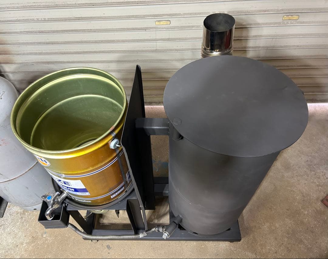 鍛冶工のプロが製作 廃油 ストーブ 送料無料 スライド蓋 キャスター