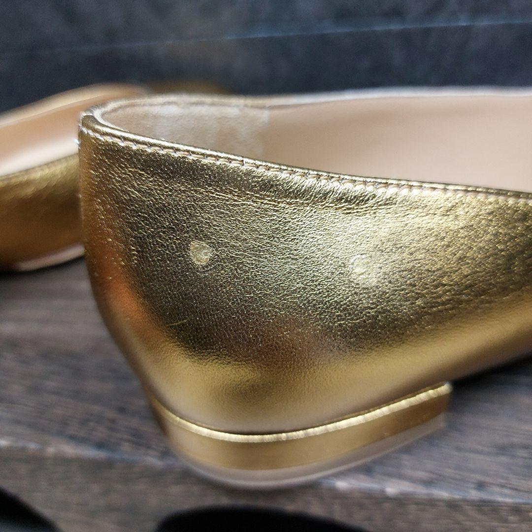 フランチェスコルッソ ゴールドフラットシューズ 23.5cm