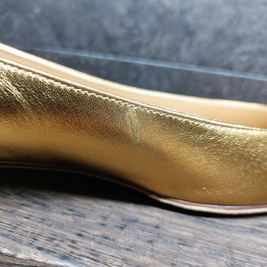 フランチェスコルッソ ゴールドフラットシューズ 23.5cm